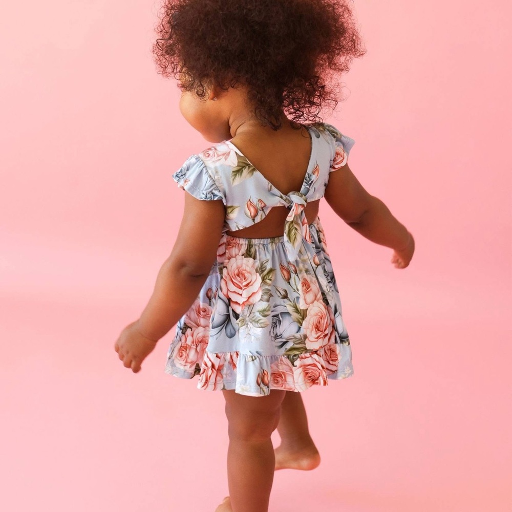 Posh Peanut Mackenzie rose floral romper dress size 12-18 months